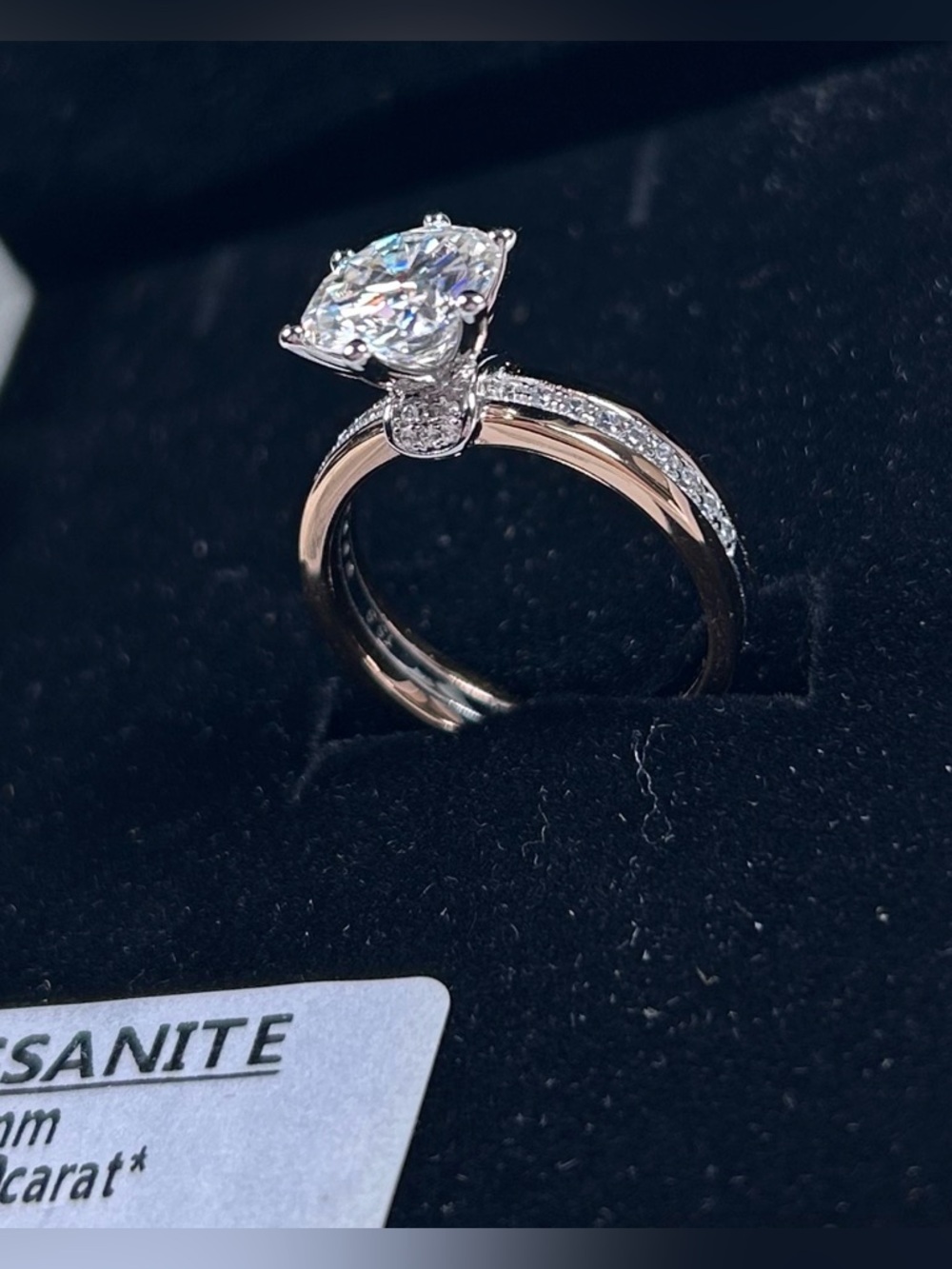 NEW 3ct Moissanite Two Tone Engagement Wedding Ring - 925 Sterling Silver - Sz 7